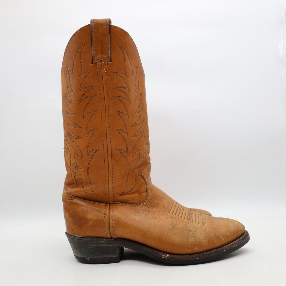 Vintage Justin Men's Size 8 EE Brown Leather Cowboy Western Pull-on Boots USA